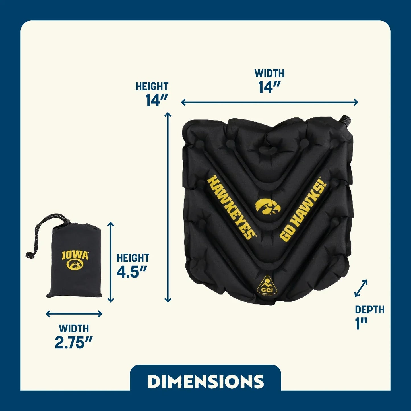 College V Seat™ Inflatable Stadium Cushion - Iowa Hawkeyes - Tailgate Style