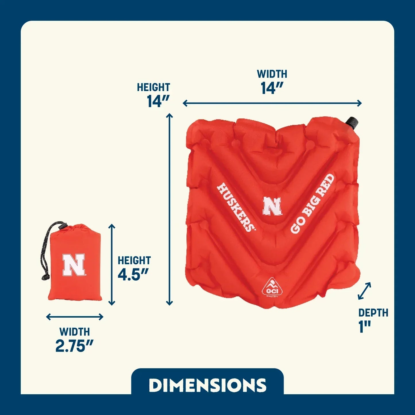 College V Seat™ Inflatable Stadium Cushion - Nebraska Cornhuskers - Stadium Comfort