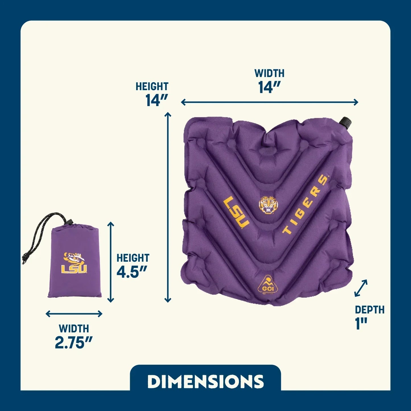 College V Seat™ Inflatable Stadium Cushion - LSU Tigers - Sideline Fit