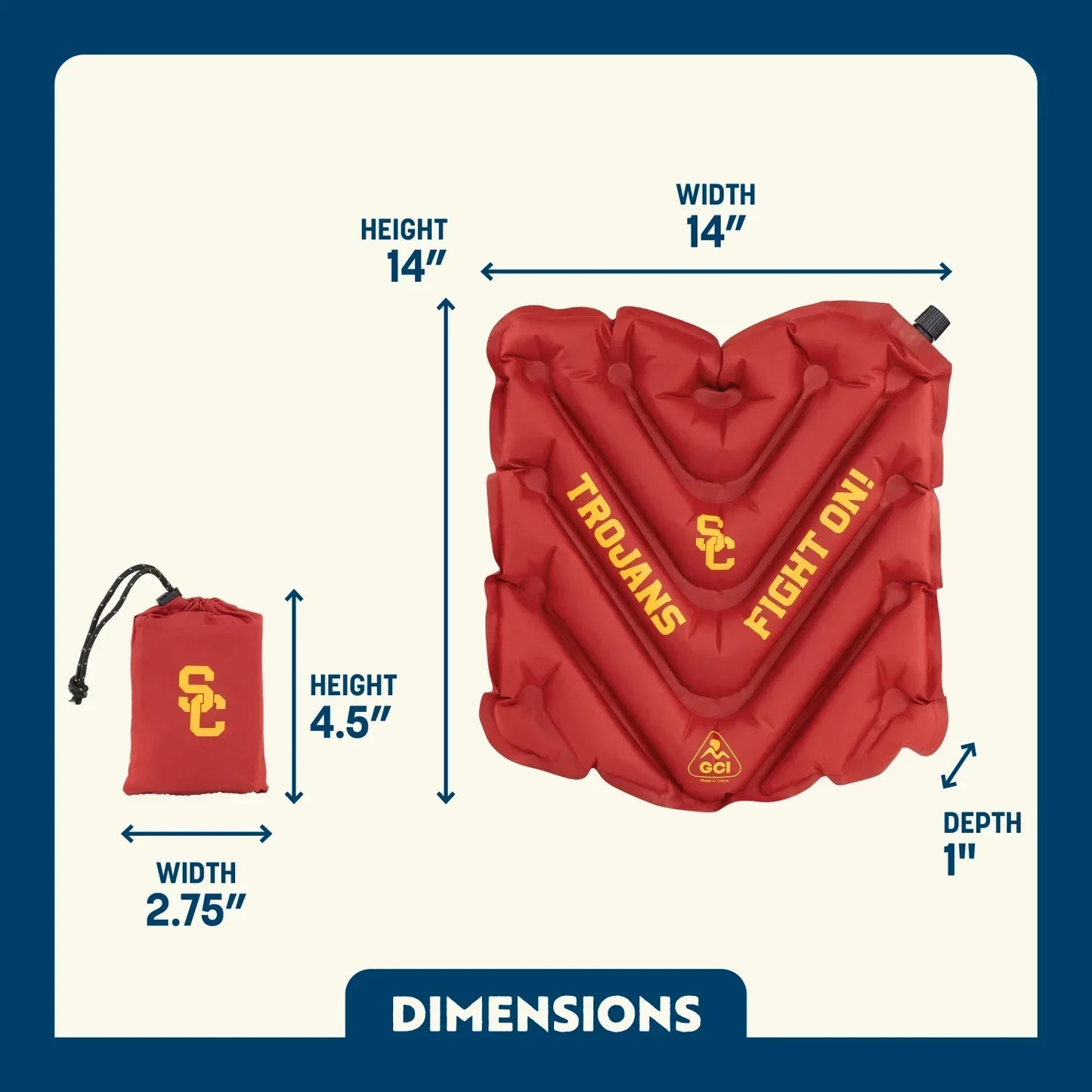 College V Seat™ Inflatable Stadium Cushion - USC Trojans - Stadium Choice